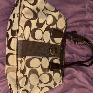Coach Tan and Brown Signature Tote